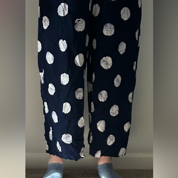 Anthropologie THE ODELLS Seaside Wide-Leg Pants Blue Batik Dot - Picture 5 of 5